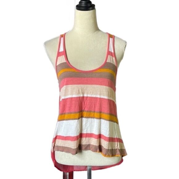 Wet Seal Striped Hi/Low Lightweight Tank Top w/Sheer Back and Cut Outs (Size: S) - Picture 2 of 12
